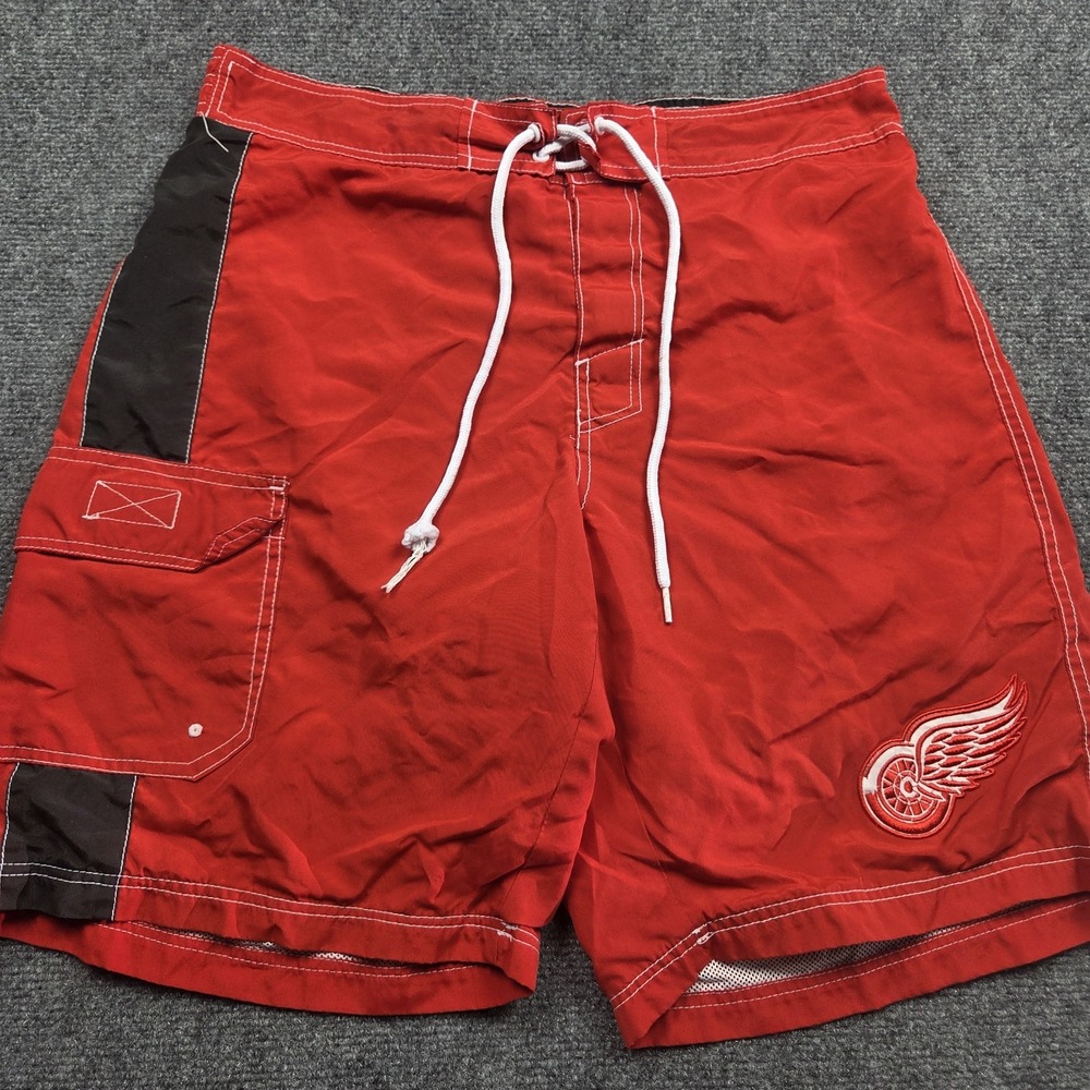 NHL SHORTS DETROIT RED WINGS SIZE LARGE SPORTS/FAN APPAREL/HOCKEY SWIM TRUNKS